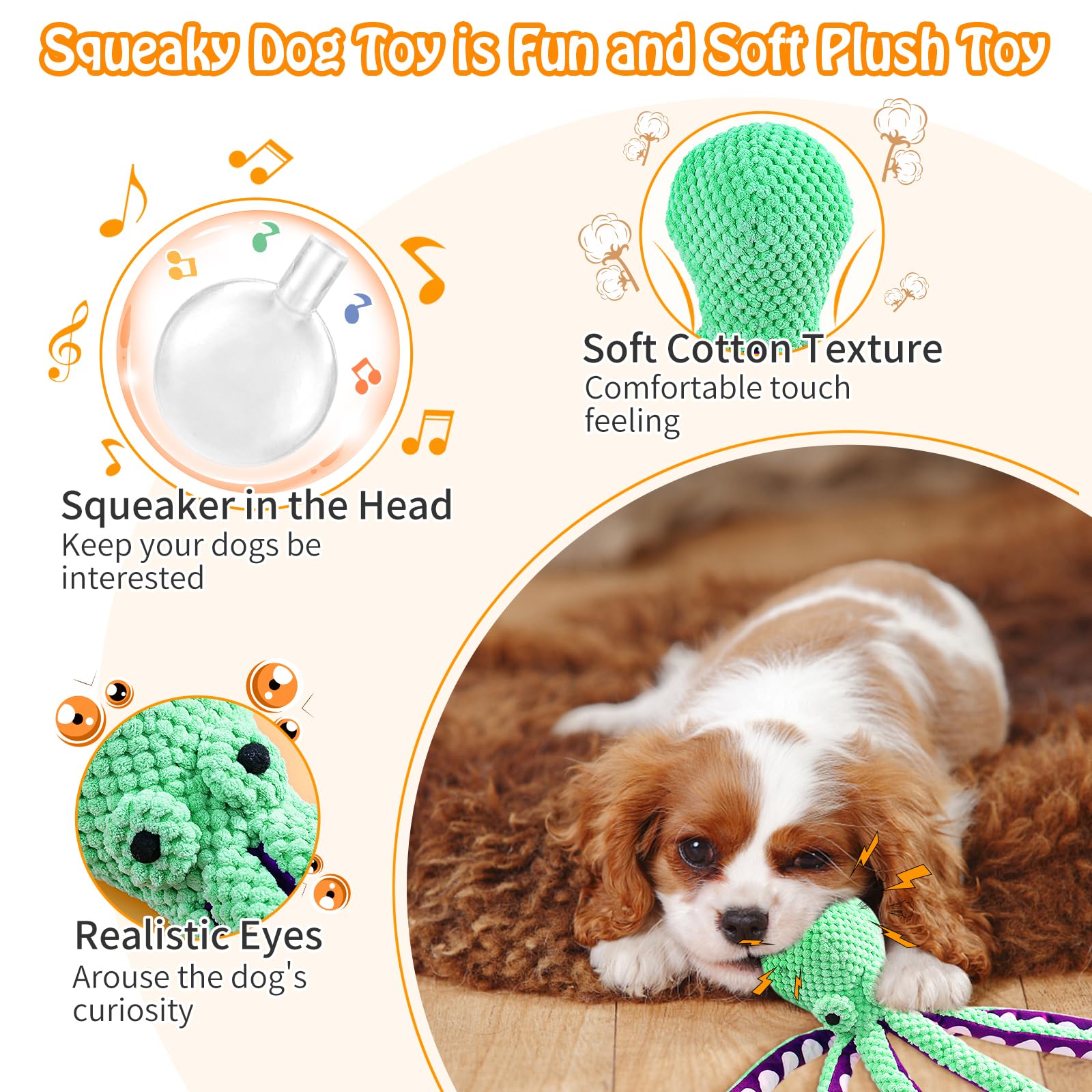 Squeaky Octopus Plush Dog Toy  - огляд і ціна Indestructible Dog Chew Toy